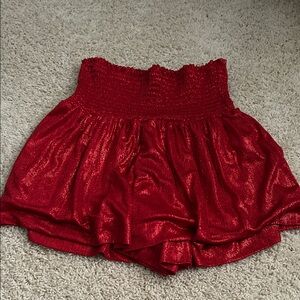 TCEC High Waist Shimmery Red Women’s Shorts